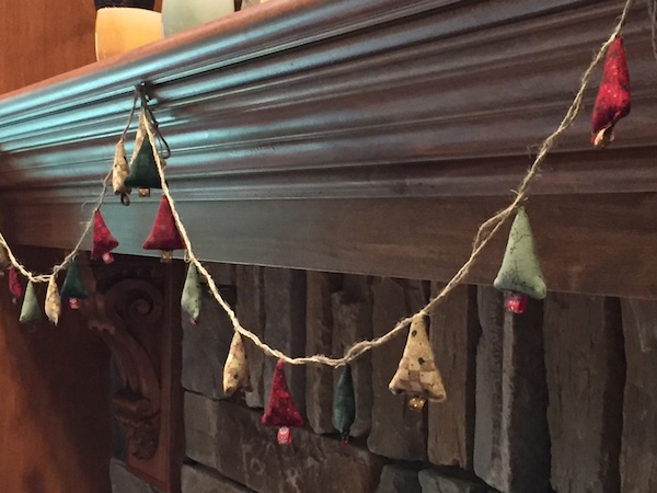 fireplace with garland