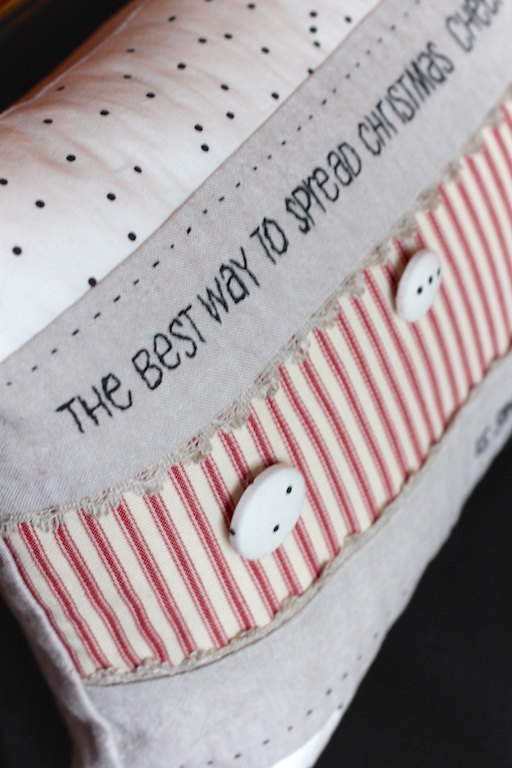 linen christmas pillow side