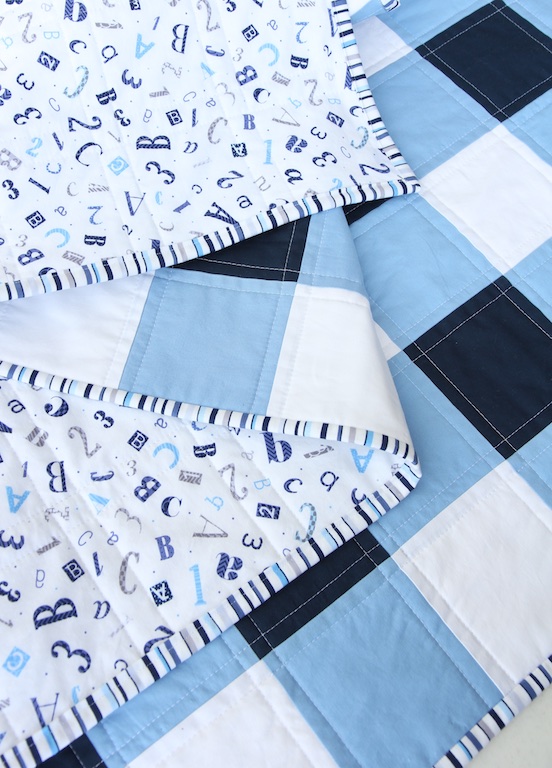 Navy Gingham Quilt front and back
