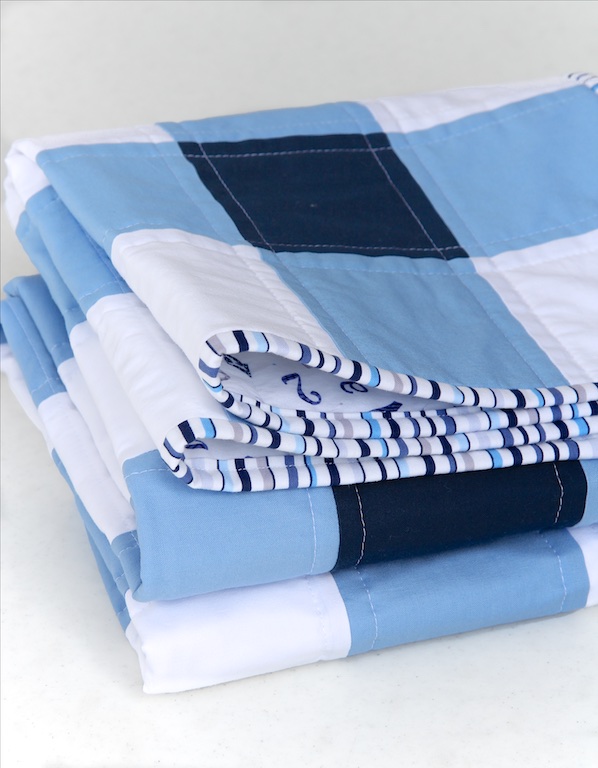 Tessuto BonEful FQ Cotone Blu Navy/Bianco - Gingham A Scacchi Piccolo - Fat Quarter USA