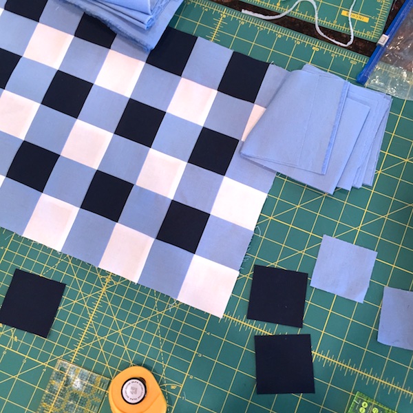 Navy Gingham Quilt WIP