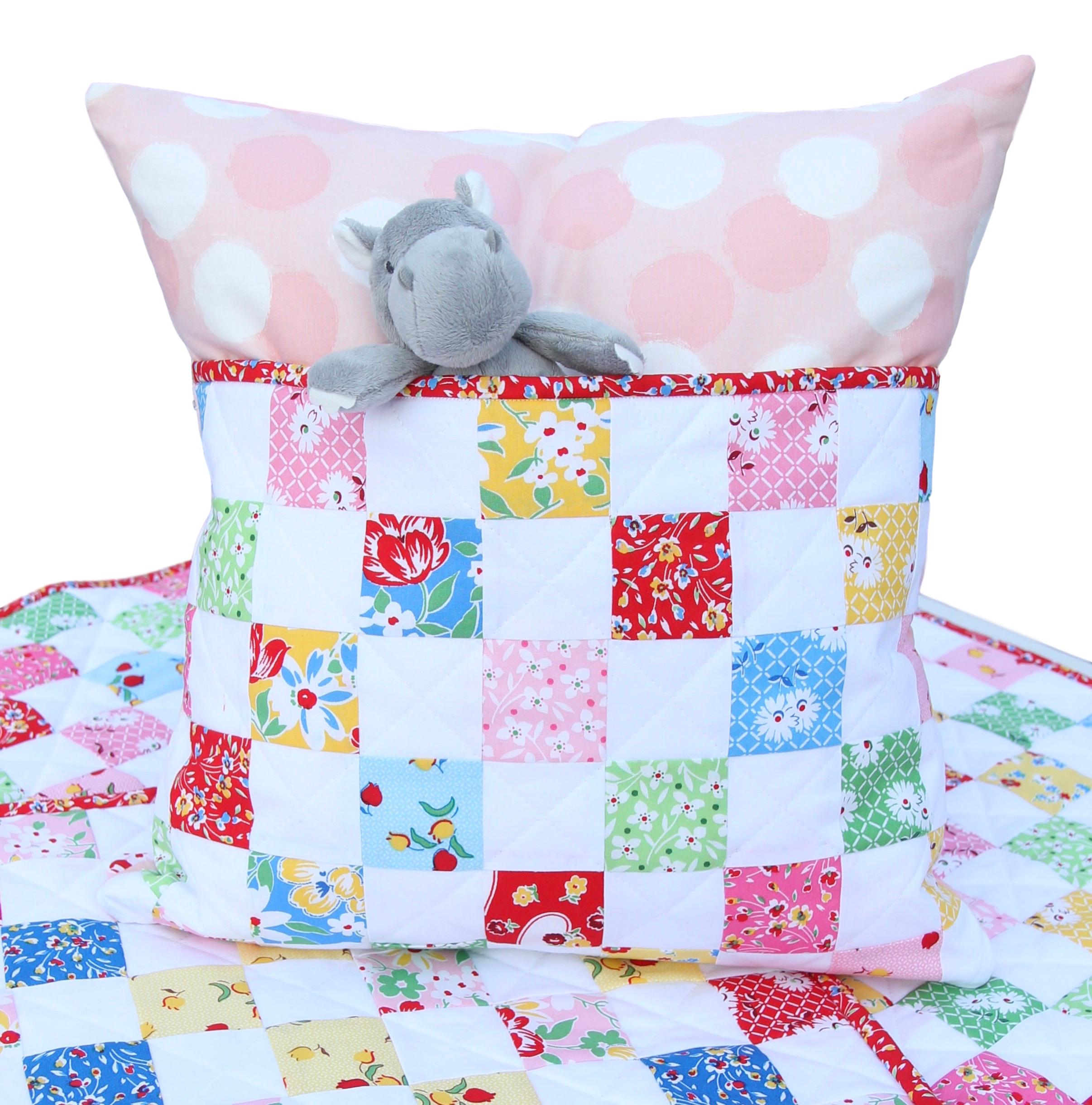 Sugar Sack PIllow with quilt and Hippo